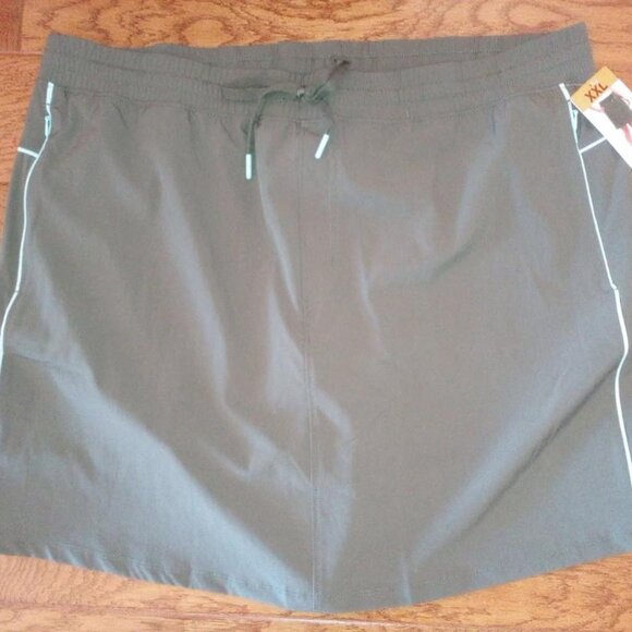 Ella Sport Women's Plus Size XXL Olive Built in Shorts Elastic Waist Skort NWT - Picture 3 of 4